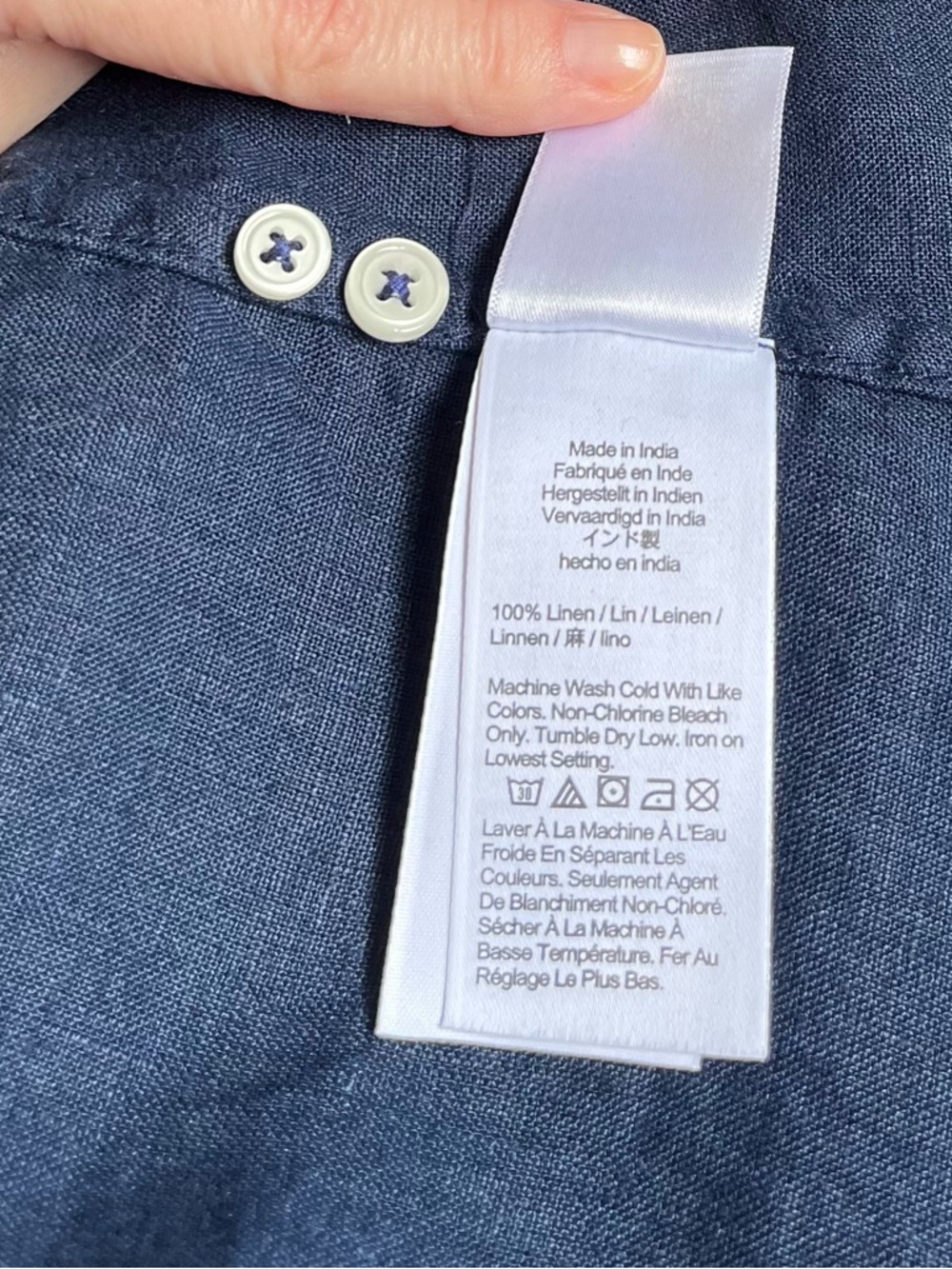 NWOT J CREW BAIRD McNutt Irish Linen Navy L/S Shirt 16 - Picture 7 of 7
